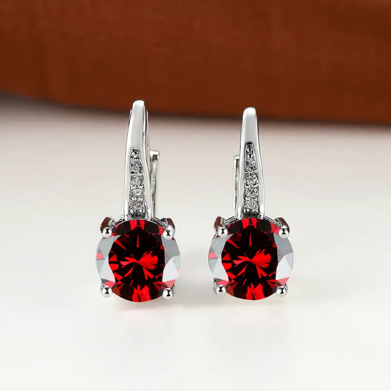 Silver Drop Earrings Eabha with Ruby