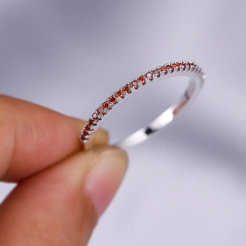 Silver Ring Clíona with Ruby Pavé