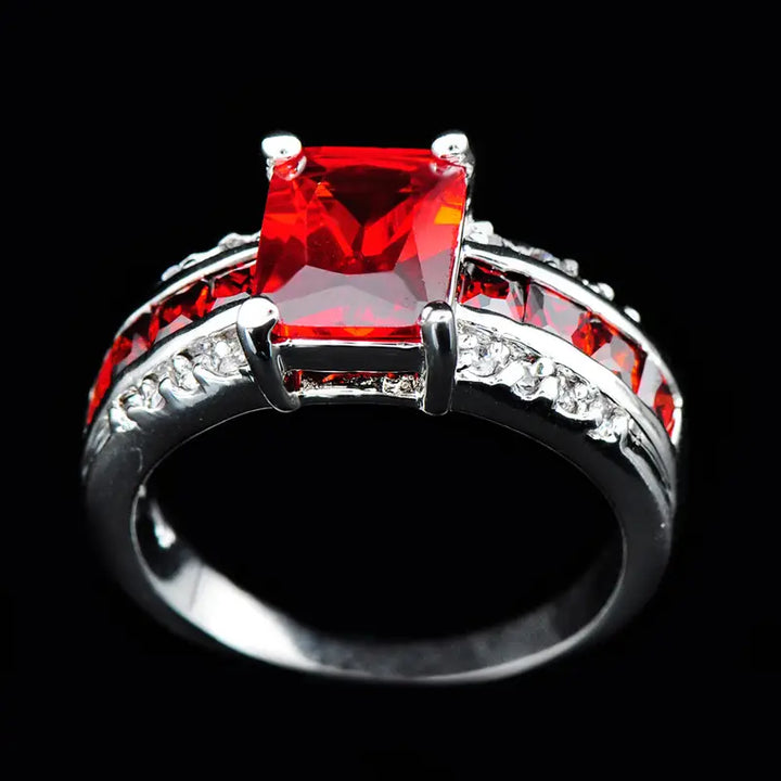 White Gold Ring Ciara with Ruby