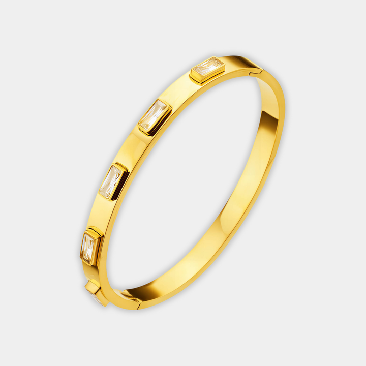 Gold Bangle Bracelet Aoife with Zirconia