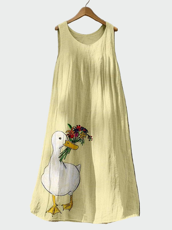 Gelbes Kleid mit Gänsemotiv