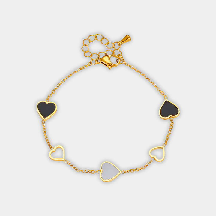Gold Charm Bracelet Nuala with Hearts