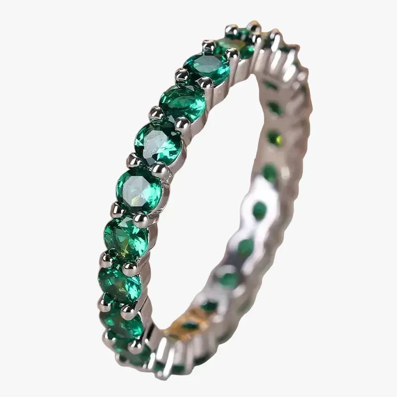 Silver Eternity Ring Gráinne with Emerald