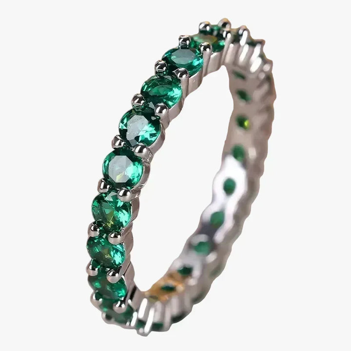 Silver Eternity Ring Gráinne with Emerald