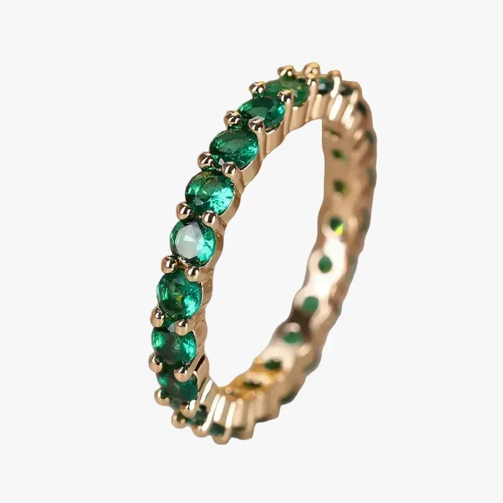 Gold Eternity Ring Clíona with Emerald