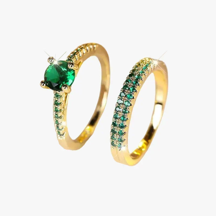 Gold Ring Set Ciara with Emerald