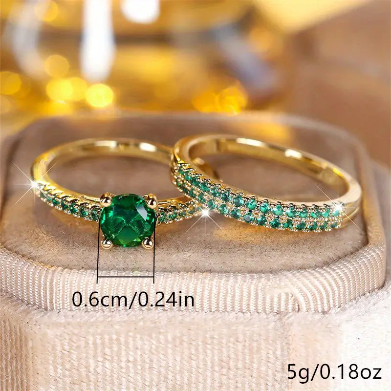Gold Ring Set Ciara with Emerald