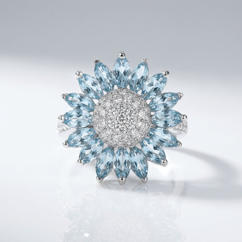 Silver Ring Béibhinn with Blue Topaz
