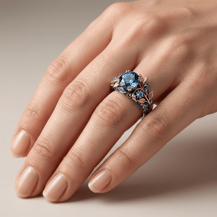 Gold & Silver Ring Béibhinn with Blue Sapphire