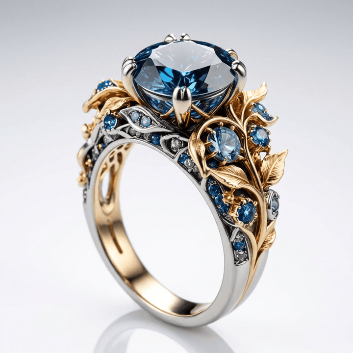 Gold & Silver Ring Béibhinn with Blue Sapphire