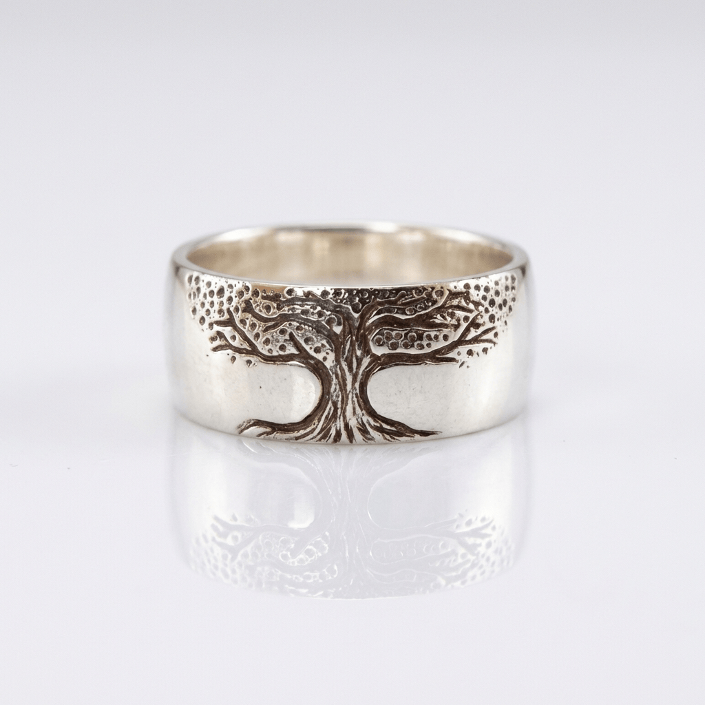 Silver Band Ring Fiadh with Tree of Life Motif