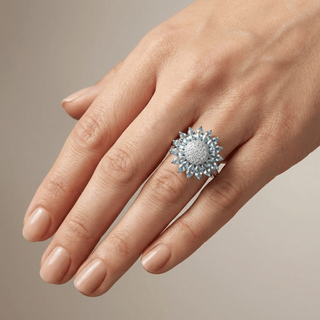 Silver Ring Béibhinn with Blue Topaz
