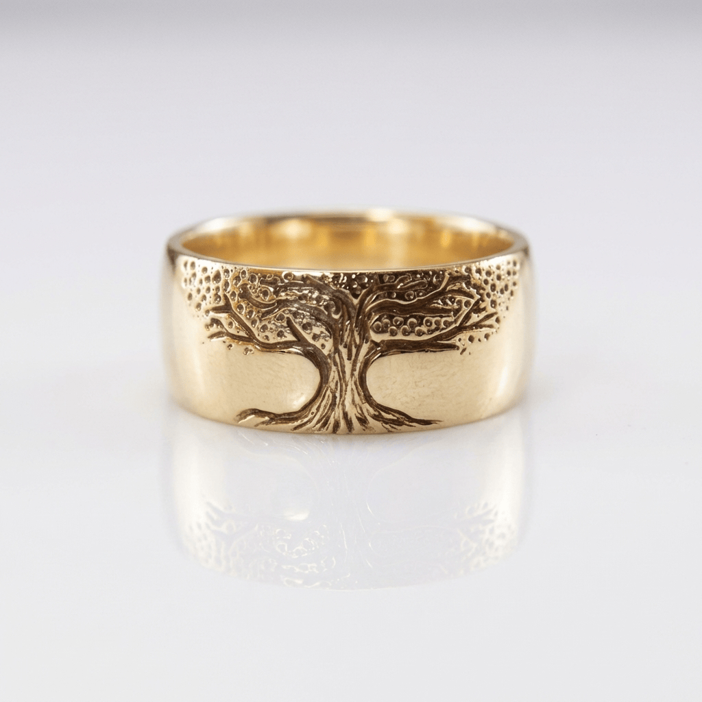 Silver Band Ring Fiadh with Tree of Life Motif