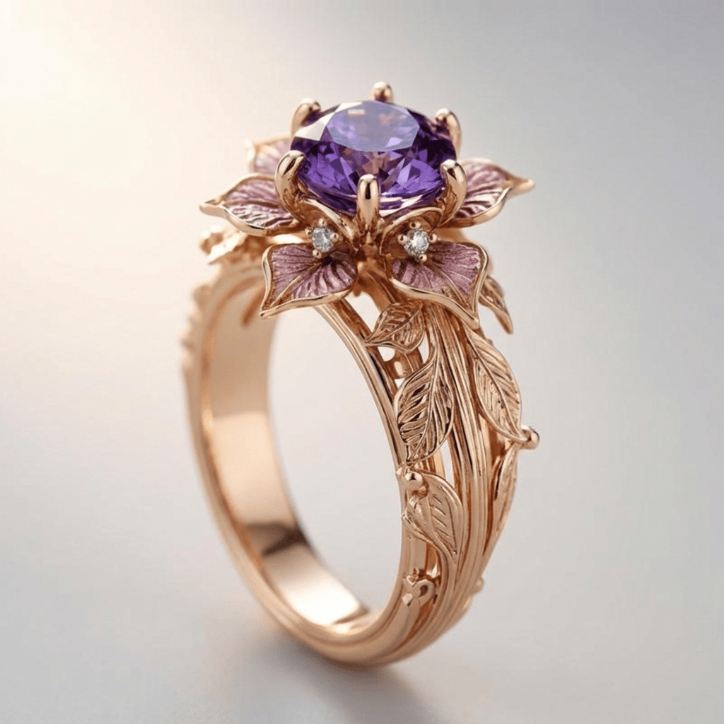 Rose Gold Ring Sorcha with Amethyst