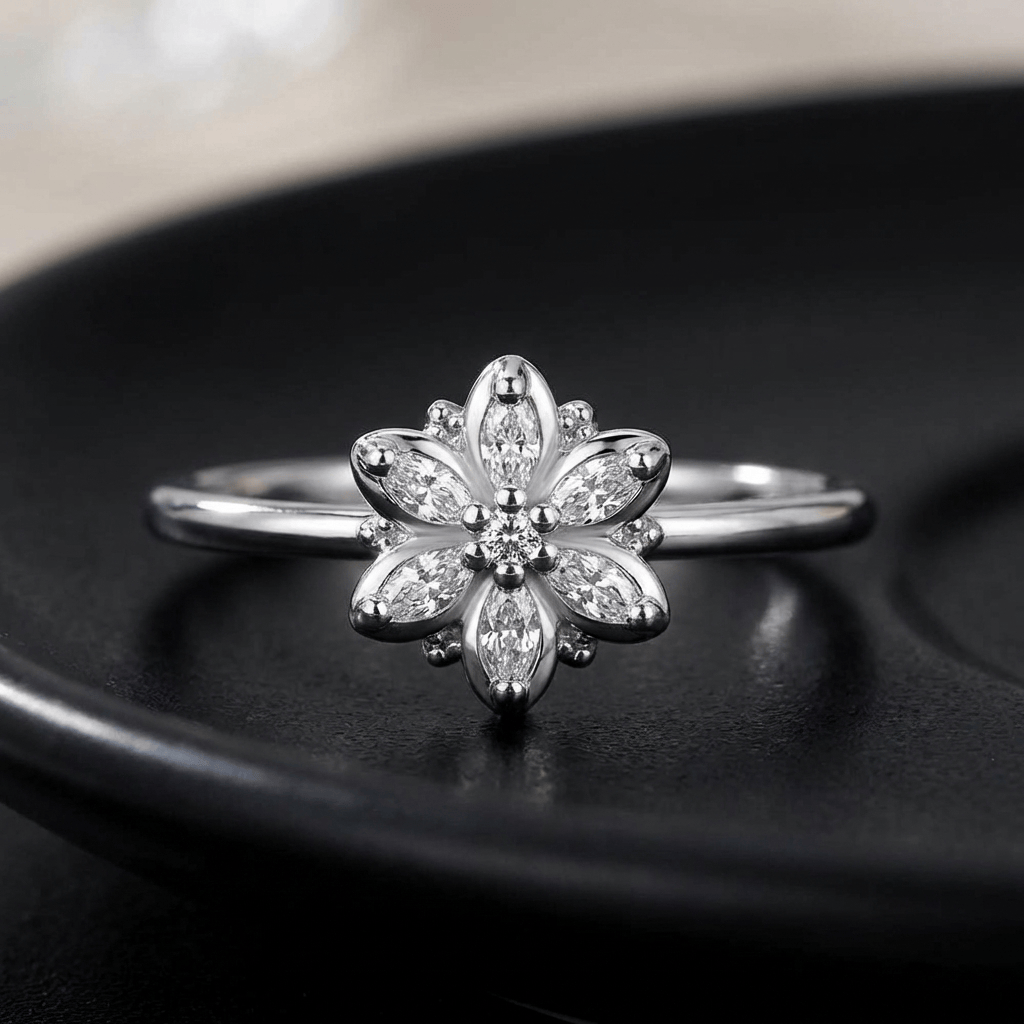 Rose Gold Ring Sorcha with Crystal Blossom
