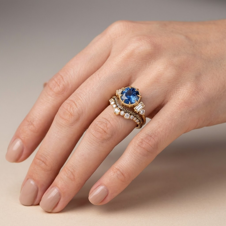 Gold Ring Set Órla with Sapphire