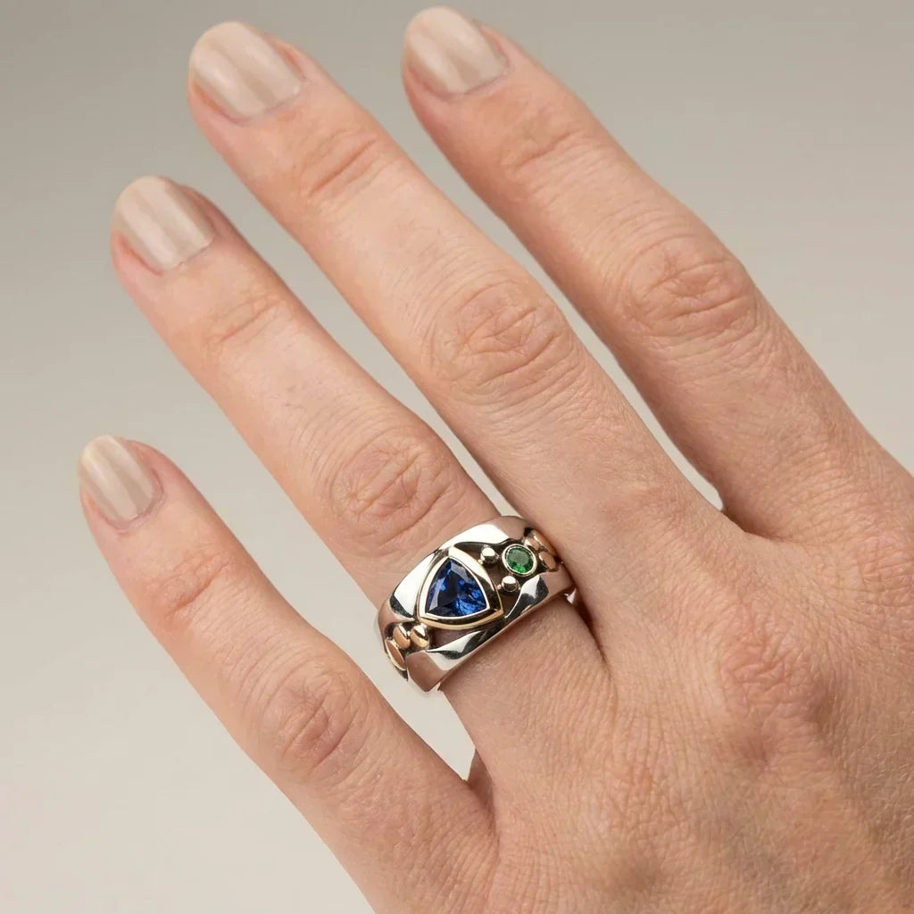Gold & Silver Ring Aisling with Sapphire