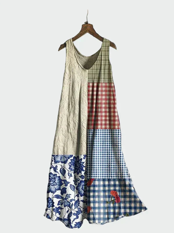 Kleid mit blau-rotem Karomuster