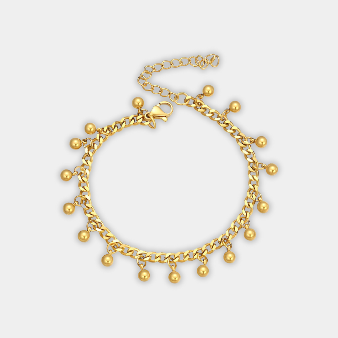 Gold Charm Bracelet Sorcha with Beads