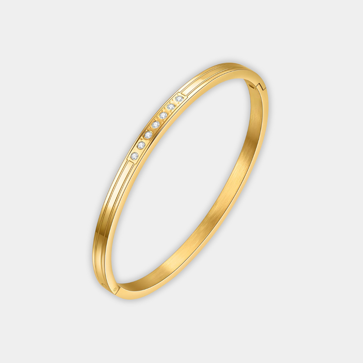 Gold Bangle Bracelet Órla with Zirconia