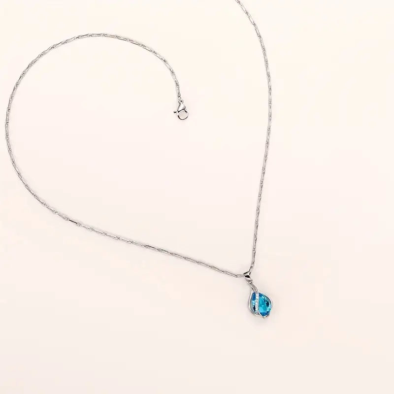 Silver Necklace Bríd with Blue Topaz