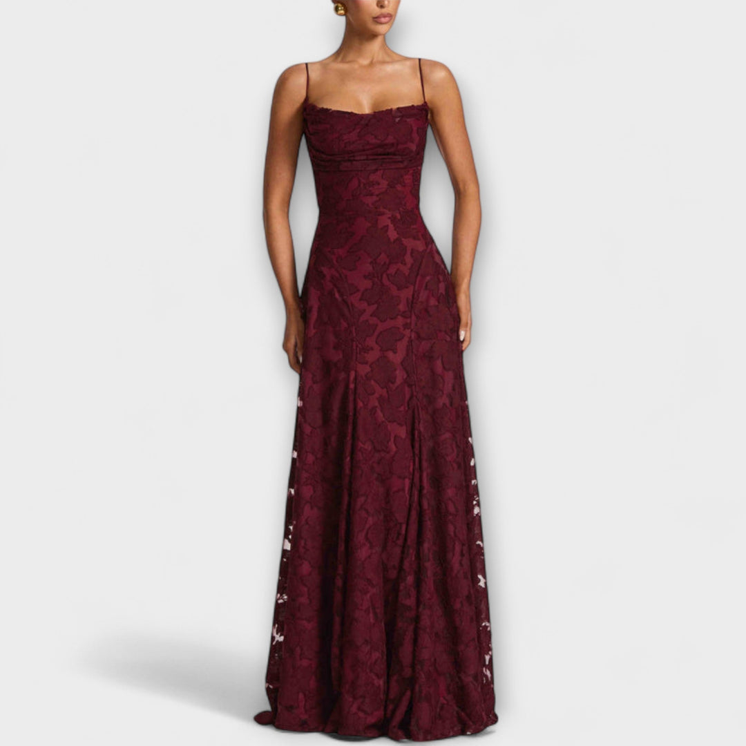 Kairi - Weisses Floral-Spitzen-Maxikleid