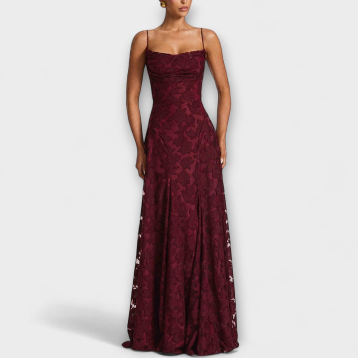 Kairi - Weisses Floral-Spitzen-Maxikleid