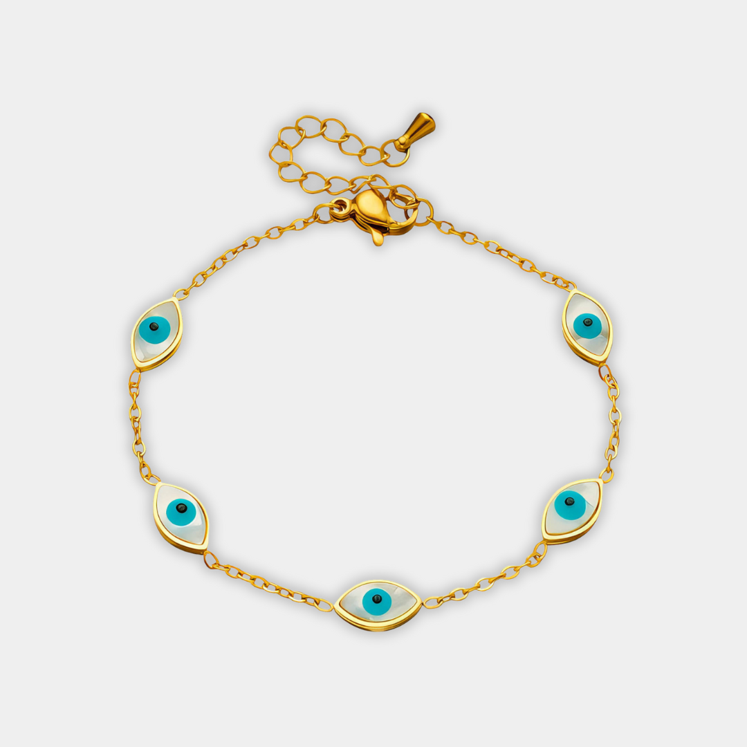 Gold Chain Bracelet Íde with Evil Eye