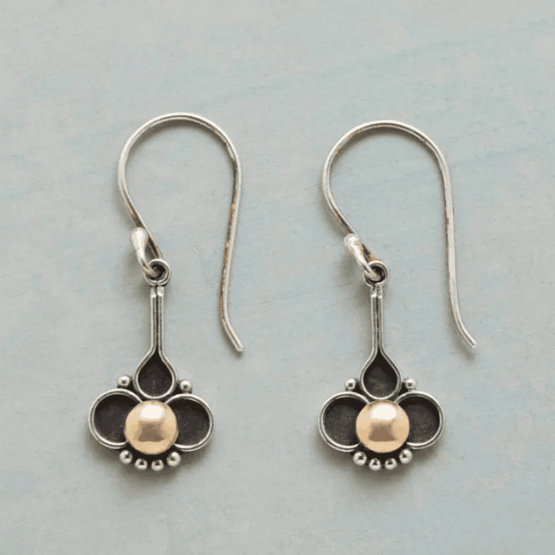 Silver Drop Earrings Ciara with Clover and Pearl
