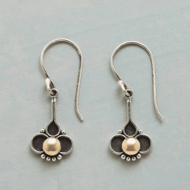 Silver Drop Earrings Ciara with Clover and Pearl