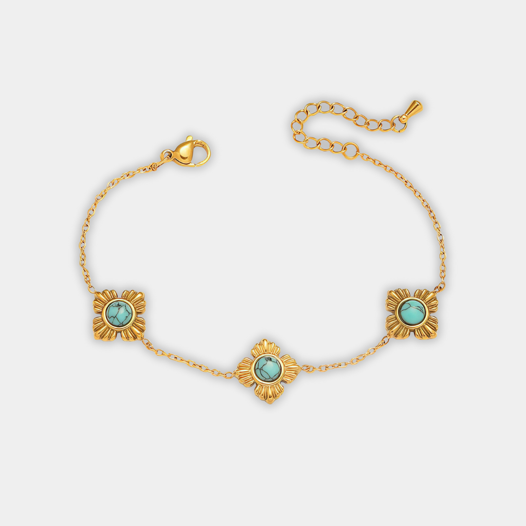 Gold Flower Bracelet Áine with Turquoise
