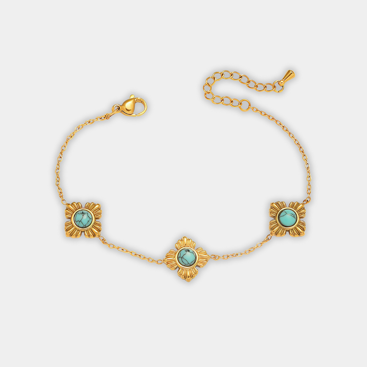 Gold Flower Bracelet Áine with Turquoise