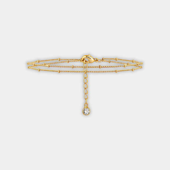 Gold Beaded Bracelet Bríd with Zirconia