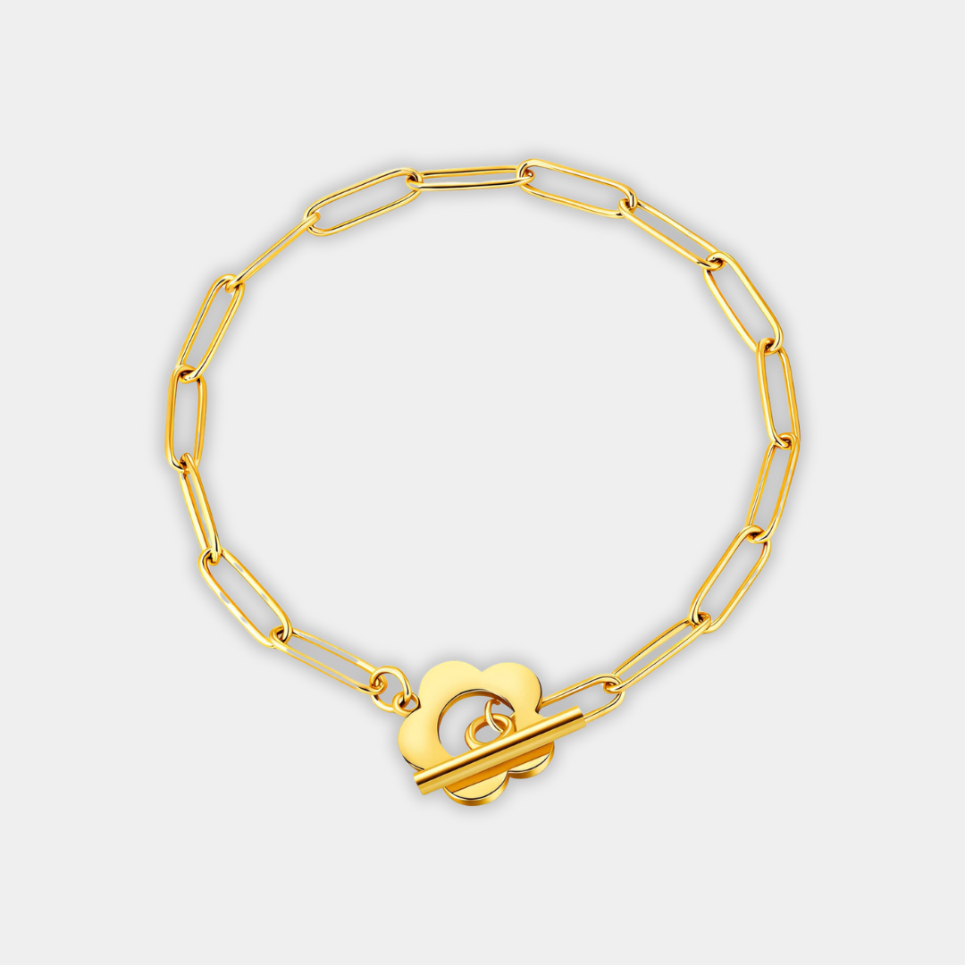 Gold Chain Bracelet Caoimhe with Flower Clasp