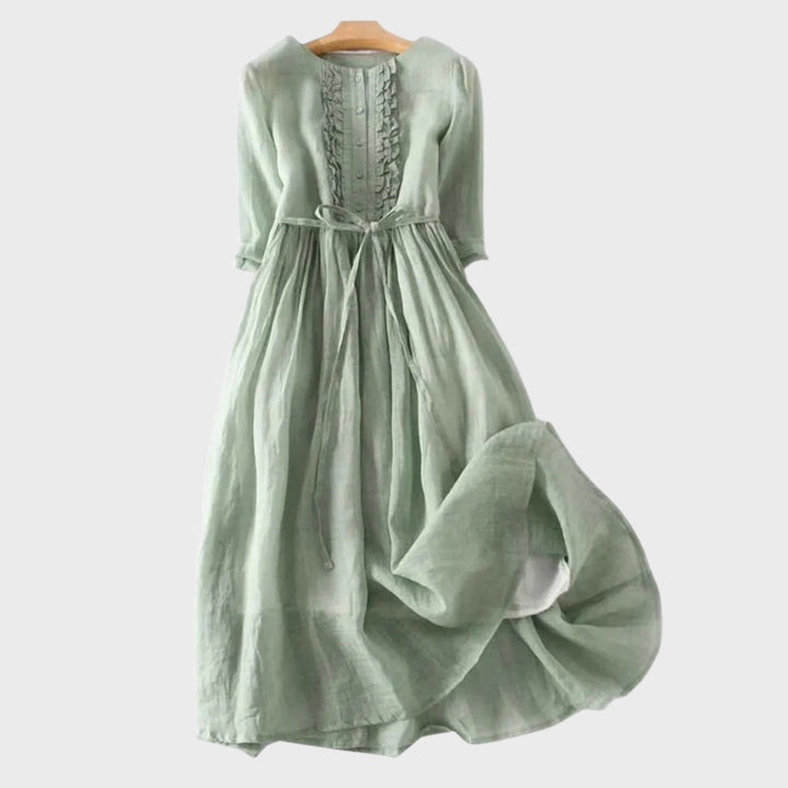 Salbeigrünes Leinen-Trägerkleid