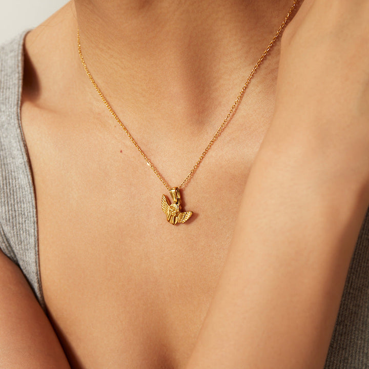 Gold Necklace Gráinne with Angel Motif