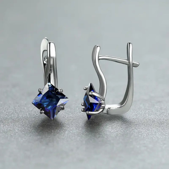 Silver Drop Earrings Sinéad with Blue Sapphire