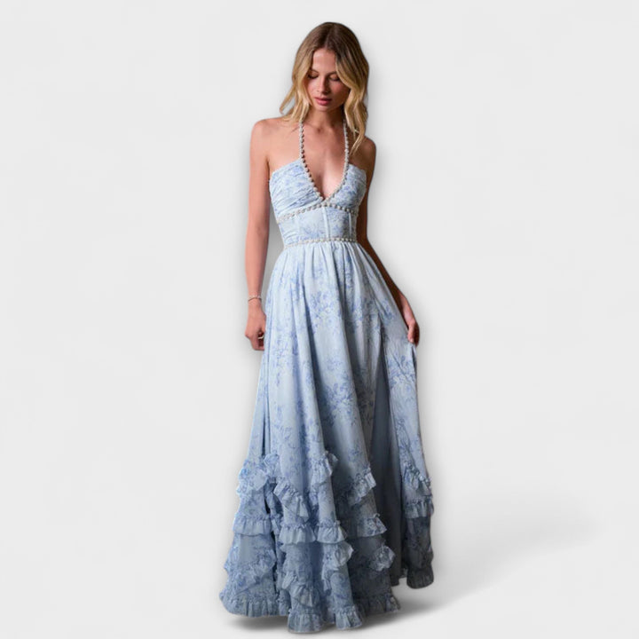 Luzie - Rosa langes fliessendes Kleid