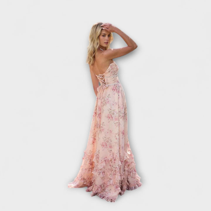 Luzie - Rosa langes fliessendes Kleid