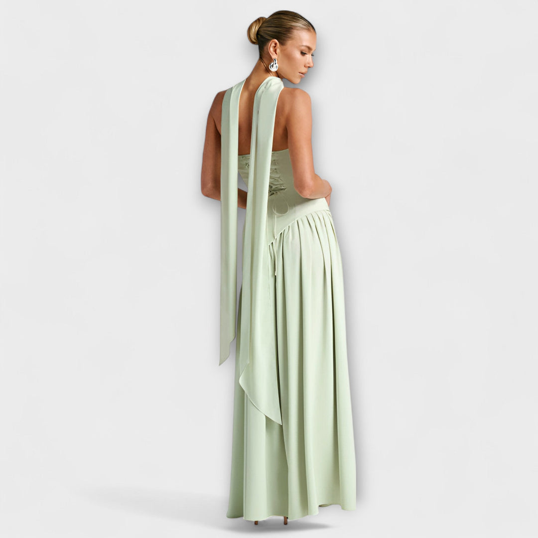 Ada - Gelbes elegantes Maxikleid mit Schlitz