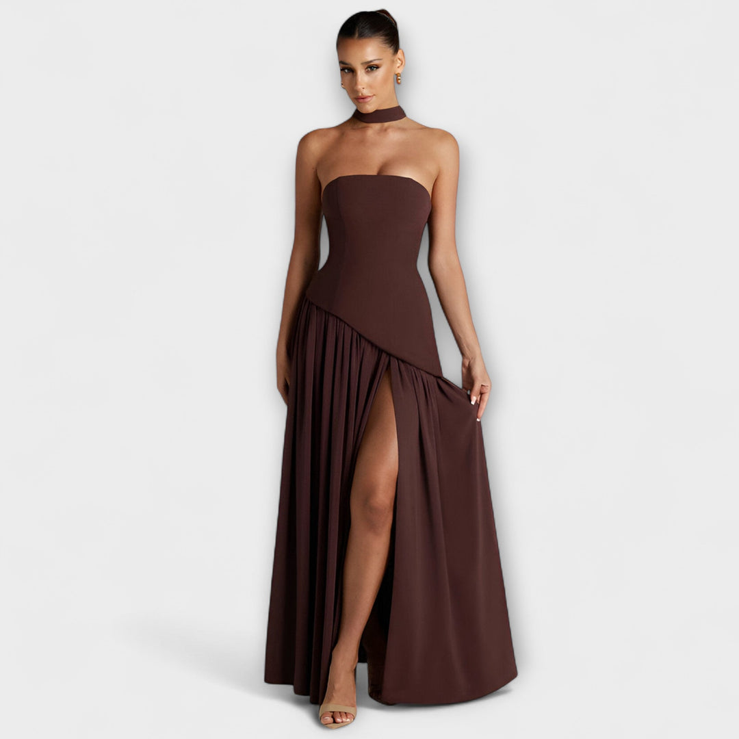 Tessa - Gelbes Maxikleid mit Schlitz