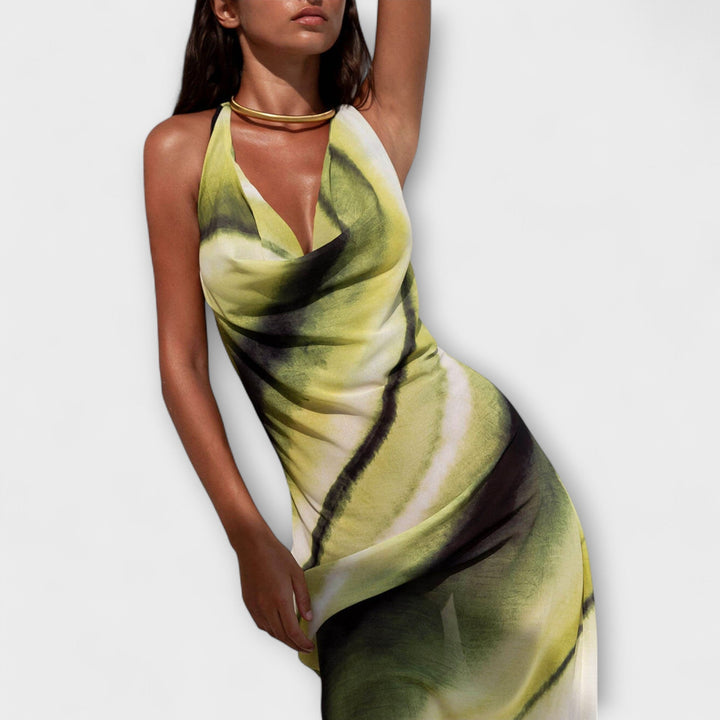 Klassisches Tie-Dye-Maxikleid in Grün