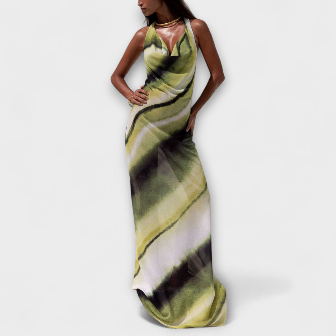 Klassisches Tie-Dye-Maxikleid in Grün