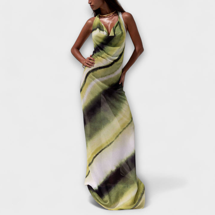 Klassisches Tie-Dye-Maxikleid in Grün