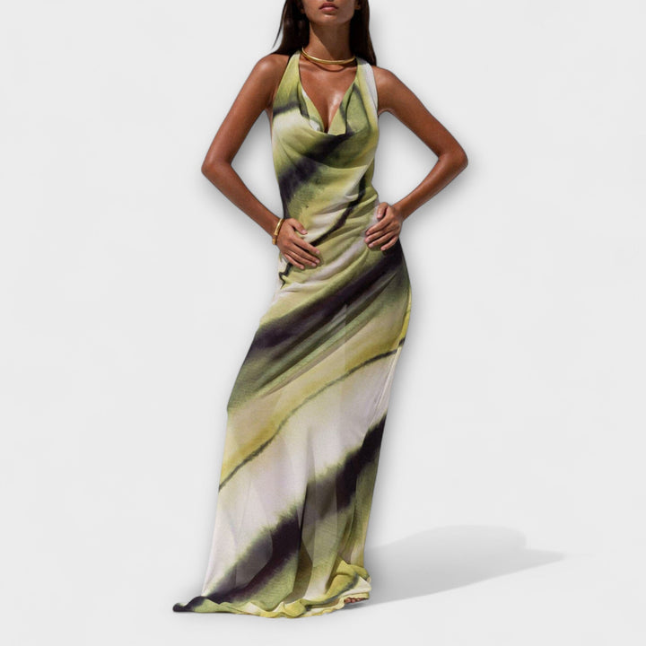 Klassisches Tie-Dye-Maxikleid in Grün