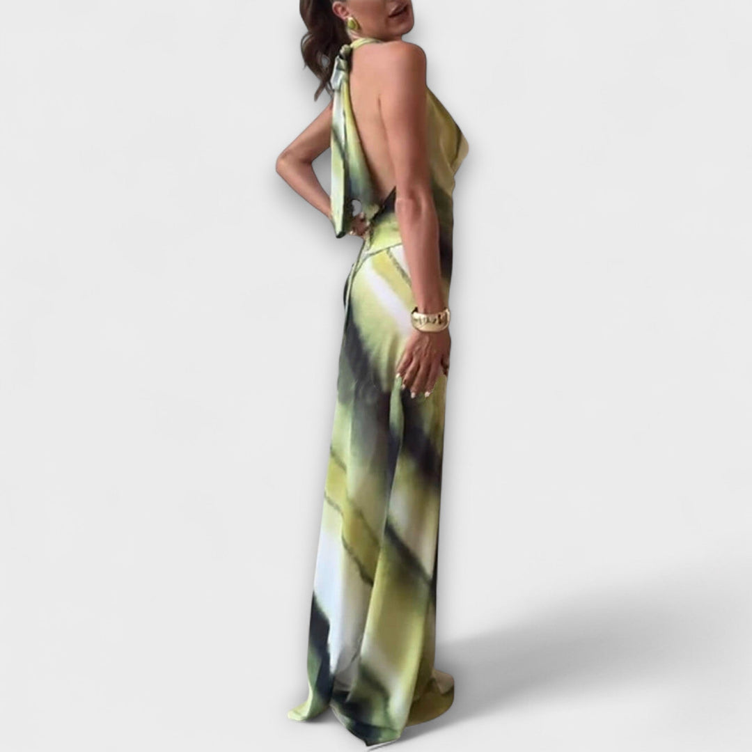Klassisches Tie-Dye-Maxikleid in Grün