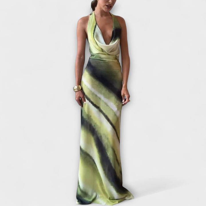 Klassisches Tie-Dye-Maxikleid in Grün