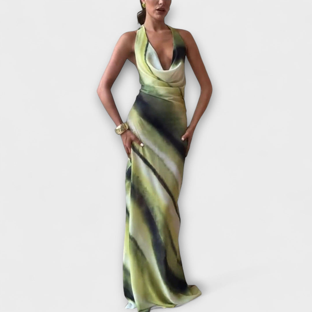 Klassisches Tie-Dye-Maxikleid in Grün