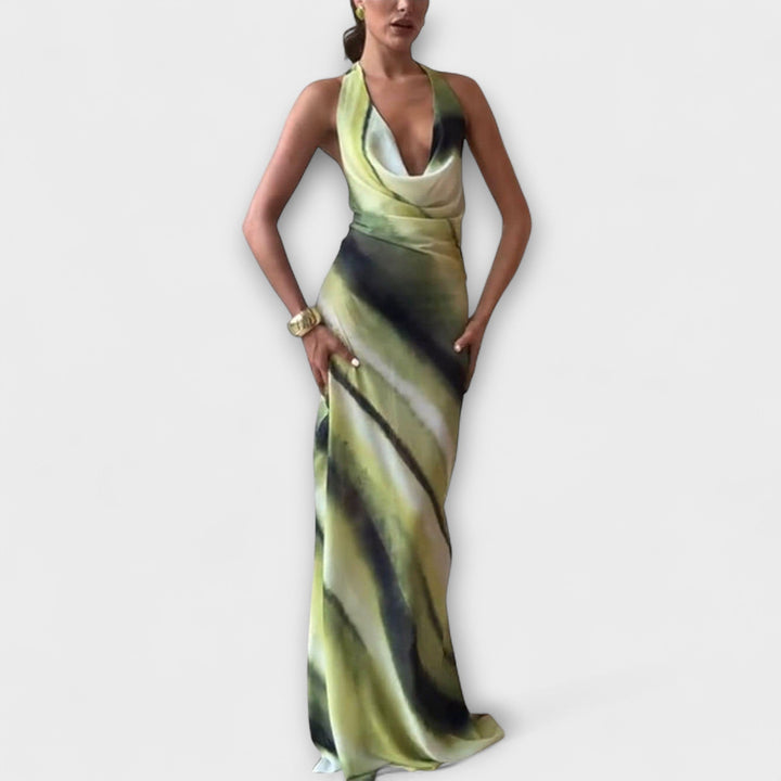 Klassisches Tie-Dye-Maxikleid in Grün