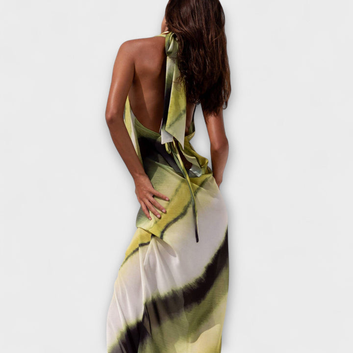 Klassisches Tie-Dye-Maxikleid in Grün